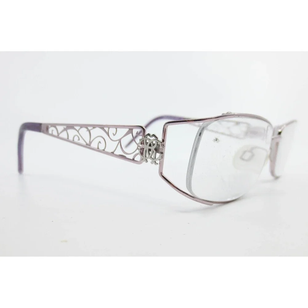 Just Cavalli Zaffiro 419 Eyeglass Frames Purple Metal Filigree Rectangular